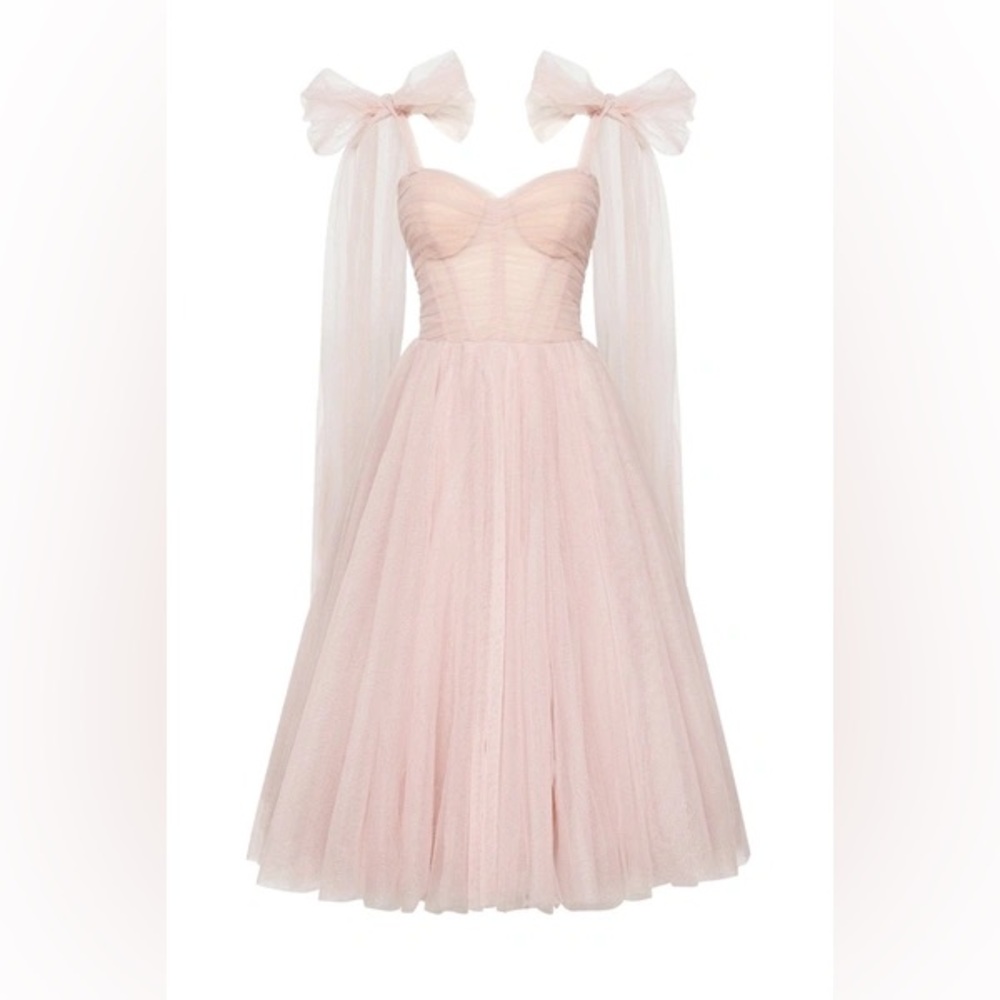 Milla Sparkly Off the Shoulder Tulle Dress Misty Rose